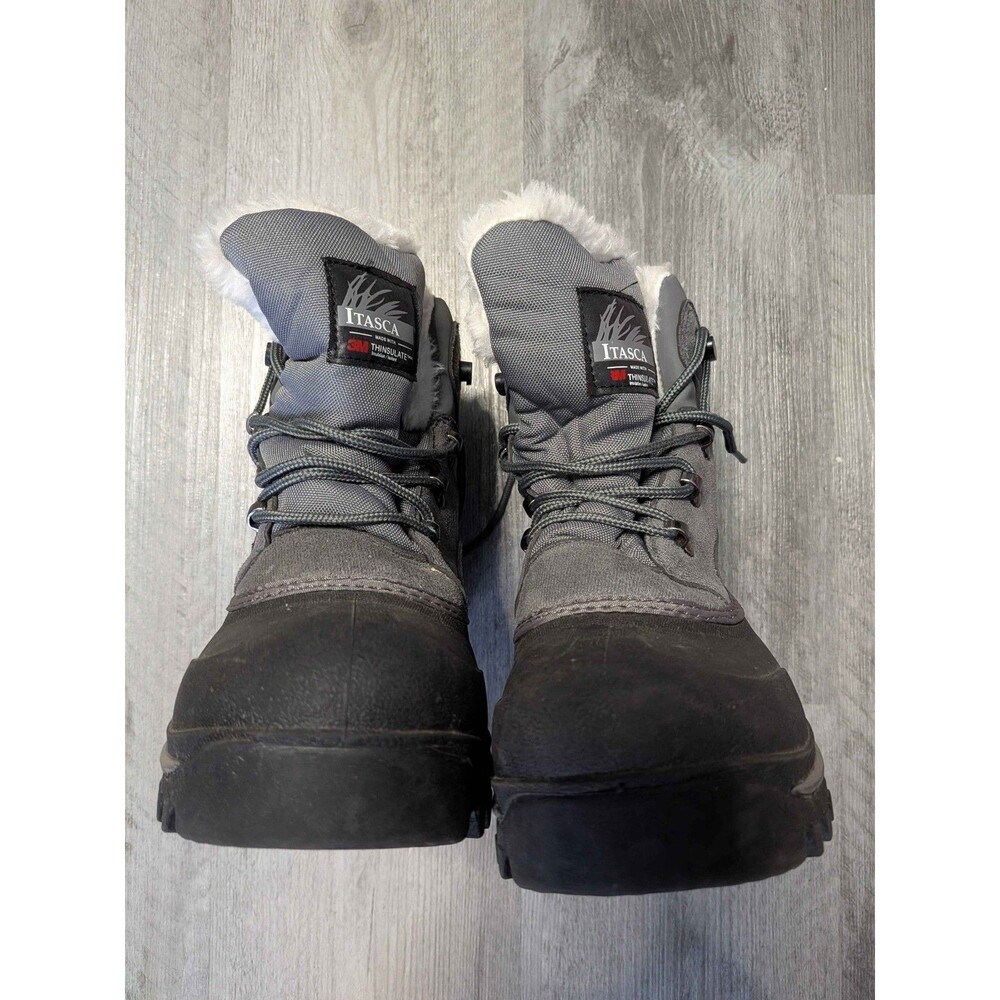 Itasca 3M Thinsulate Winter Snow Boots Waterproof Duck Boots Gray Lace Up Warm
